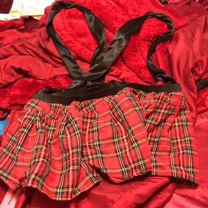 Plaid skirt with straps